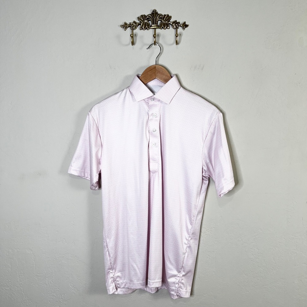 Collars & Co. Dress Collar Polo Shirt Small Relaxed Pink Gingham‎ Short Sleeve